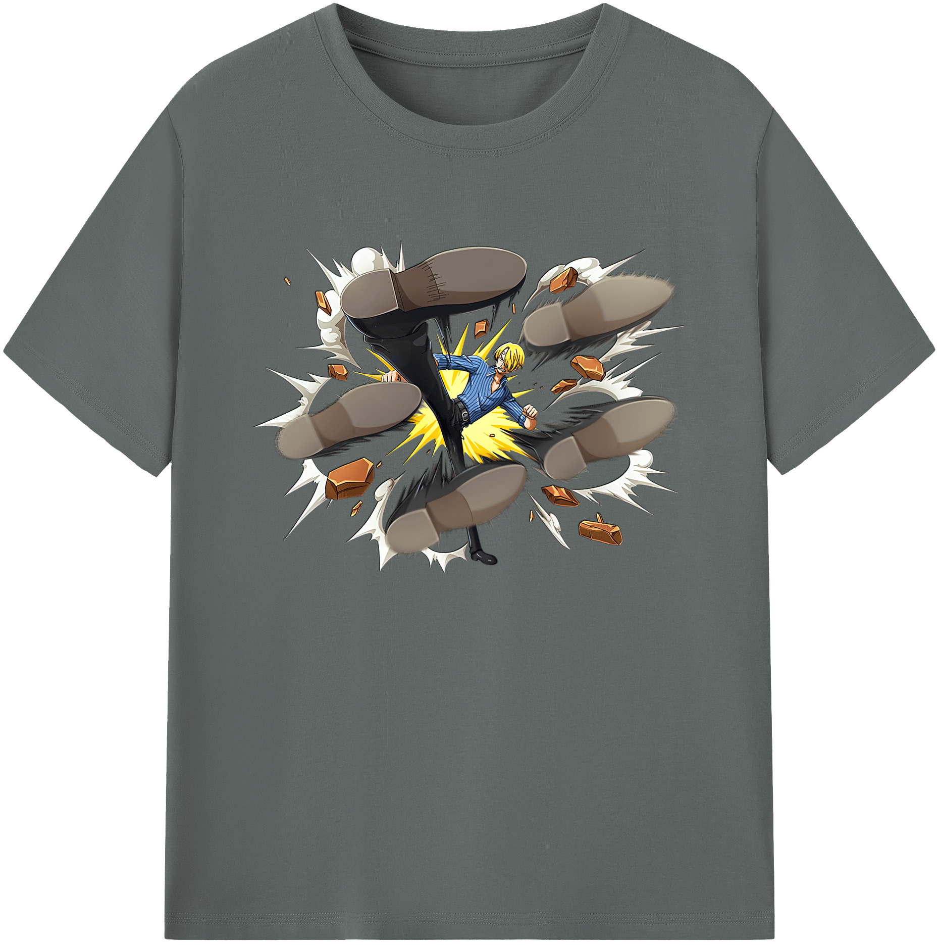 （画像用） ワンピース サンジ ONE PIECE Sanji 綿100％ メンズ半袖Tシャツ｜肌触りやわらか＆通気性